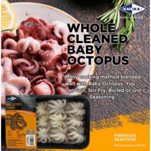 FROZEN WHOLE CLEANED BABY OCTOPUS 40/60 (250G X 30TRAY)